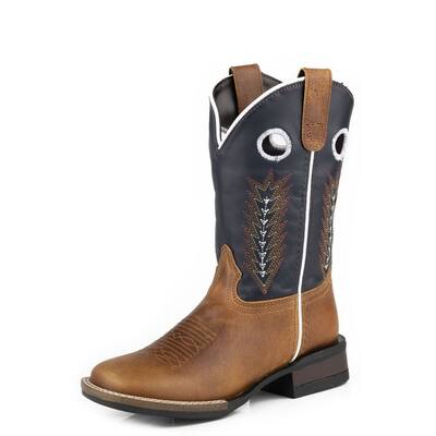 Roper Western Boots Boys James Crown Leather Blue 09-119-0911-3352 BU