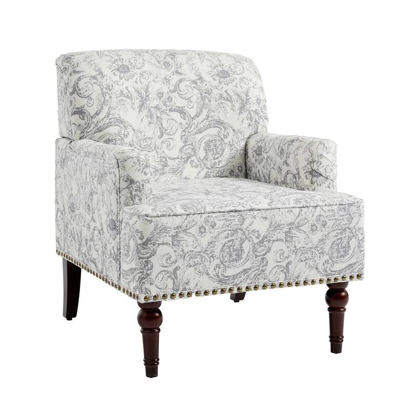 Linen Upholstered Armchair Nailhead Trim Accent Chair