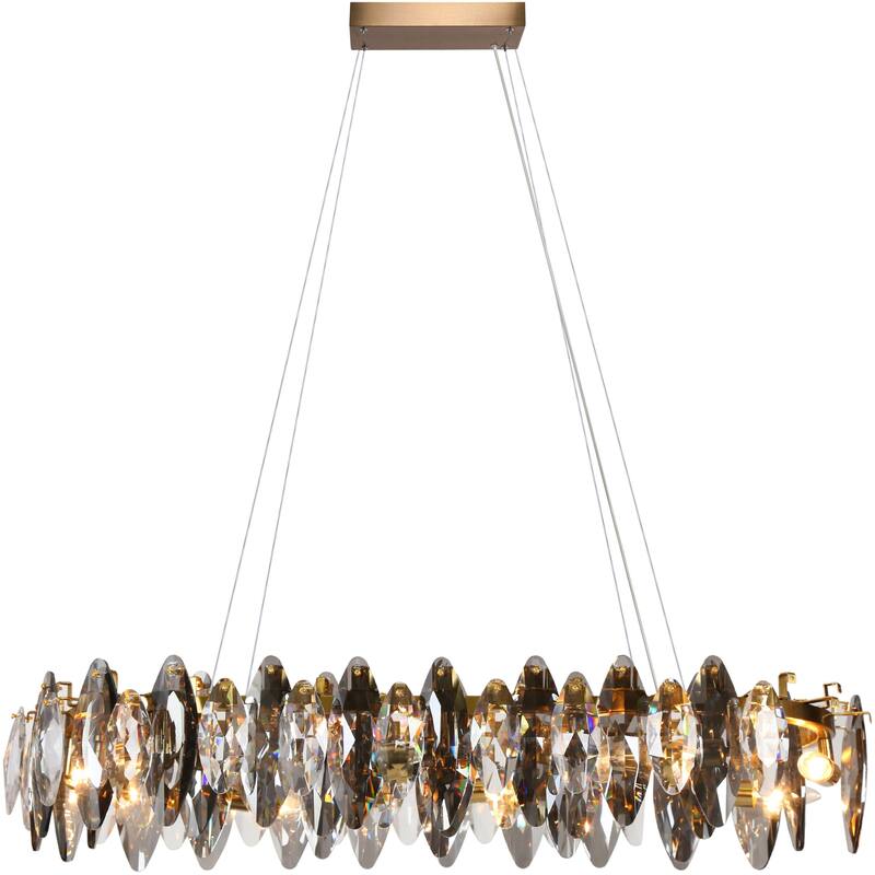 Modern Glam 8-Light Crystal Chandelier Art Deco Island Lights for Kitchen Island - Gold - 37.5" W x 7" H x 15" D