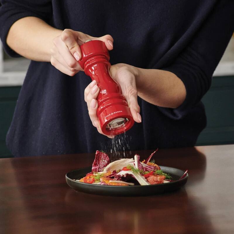 Cole & Mason London Red Gloss Salt Mill 7" - Adjustable