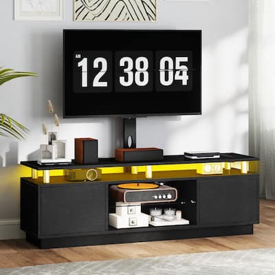 Moasis Modern LED TV Stand with Adjustable Mount for up to 75" TV Media Console Entertainment Center w/Power Outlets