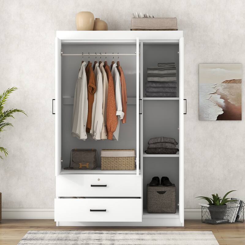 GDFStudio - Elara Contemporary Wardrobe with Drawers and Hanging Rail