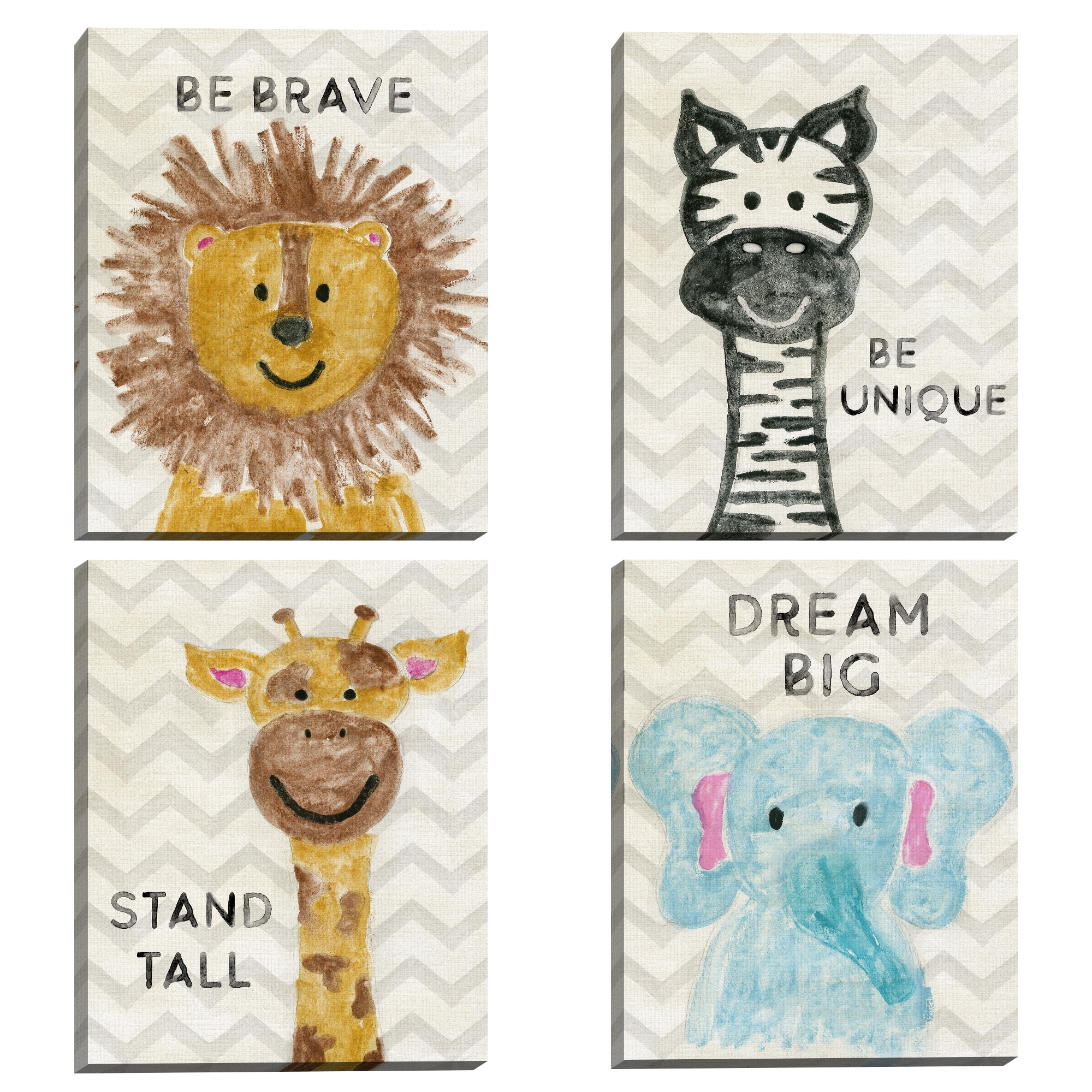 Safari Animal Prints by Natalie Carpentieri Set of 4 Canvas Art Prints