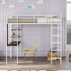 preview thumbnail 1 of 18, Multifunctional Design Metal Loft Bed with Two-sided Ladder, Shelves and Desk, Twin Size, White