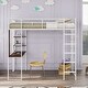 preview thumbnail 2 of 27, Twin Metal Loft Bed with 2 Shelves and one Desk staircase