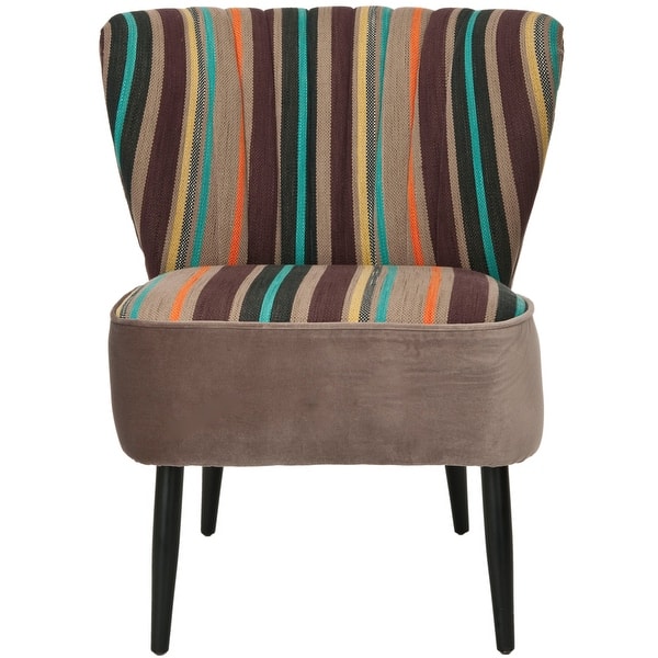 slide 2 of 7, Safavieh Mid-Century Rainbow Striped Accent Chair Multi - 24"W x 28"D x 30"H