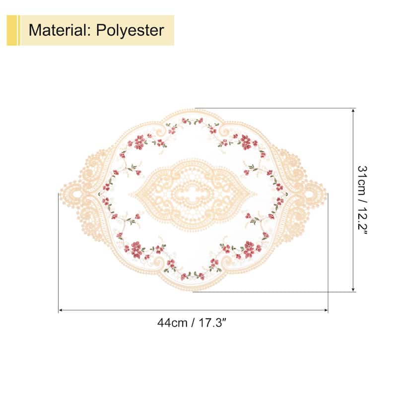 12x17in Retro Lace Placemat Oval French Crochet Doilies Coasters - Beige