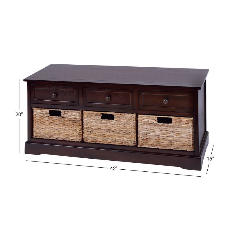 Cream, Teal, White or Brown Wood 2 Baskets and 1 Drawer Storage Unit - 16 x 13 x 28