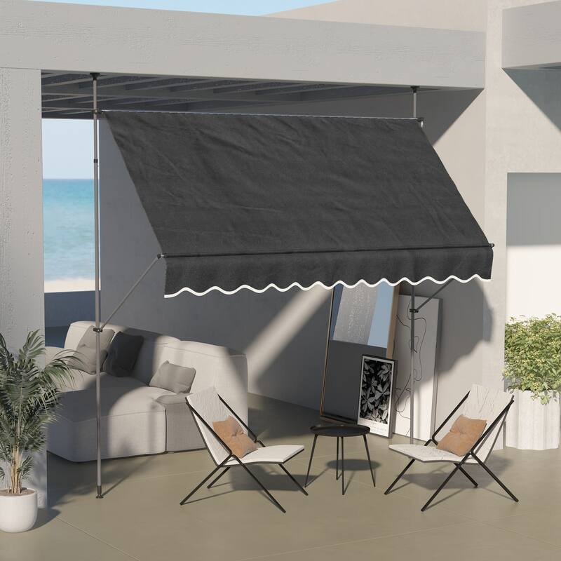 Outsunny 10' x 4' Manual Retractable Awning, Non-Screw Freestanding Patio Sun Shade Shelter