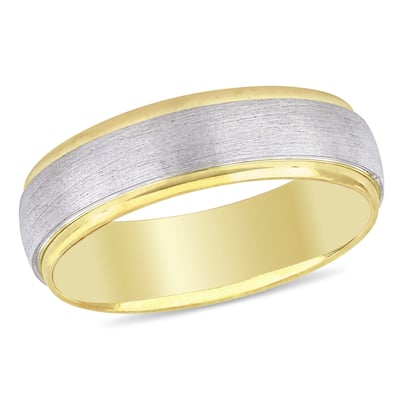 Miadora Ladies Brushed Comfort Fit Wedding Band in 2-Tone 10k Yellow and White Gold (6mm)