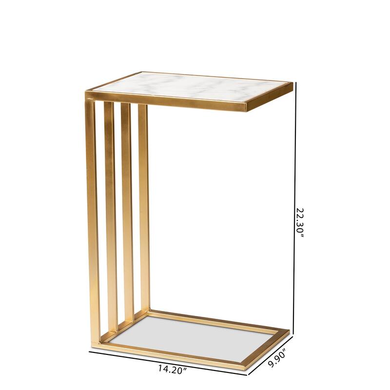 Parkin Modern and Contemporary C Shaped End Table with Marble Tabletop