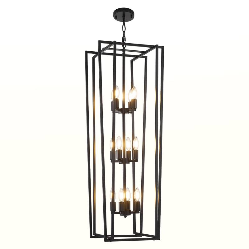 Modern Rectangle Chandelier Lantern Pendant Light Fixture