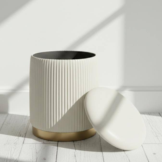 Round Ottoman Elegant Vanity Stool and Footrest for Bedroom, Makeup Desk, or Living Room