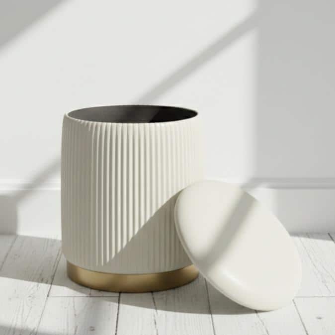 Round Ottoman Elegant Vanity Stool and Footrest for Bedroom, Makeup Desk, or Living Room