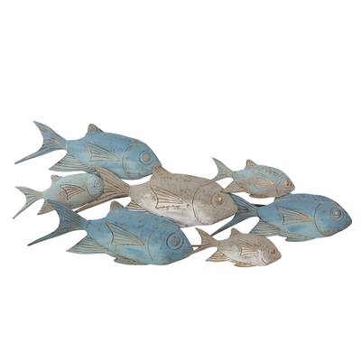 Sagebrook Home Metal 42" School Of Fish Wall Decor , Novelty, 17"H, Solid Color