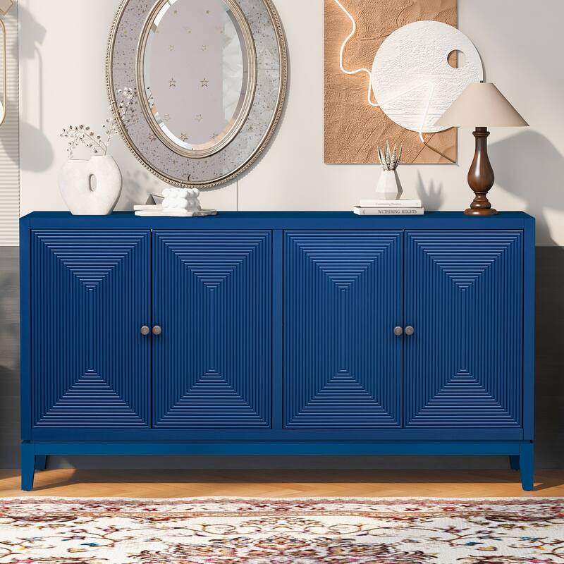 Vertical Line Design Storage Cabinet Sideboard with Adjustable Shelves, Buffet Cabinet Entrance Cabinet TV Console Table