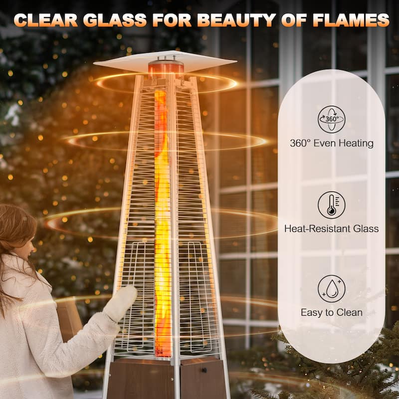 Outdoor 48,000 BTU Pyramid Propane Gas Patio Heater with Wheels