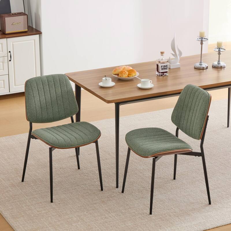 Roomfitters Upholstered Dining Chairs Set of 2 with Bentwood Back and Metal Legs, Mid-Century Modern Side Chairs