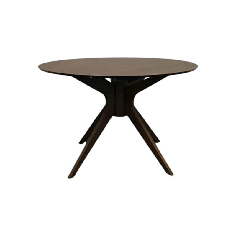 HomeRoots 47" Walnut Solid Wood Pedestal Base Round Top Dining Table - 47.30 in. x 29.50 in. x 47.30 in.