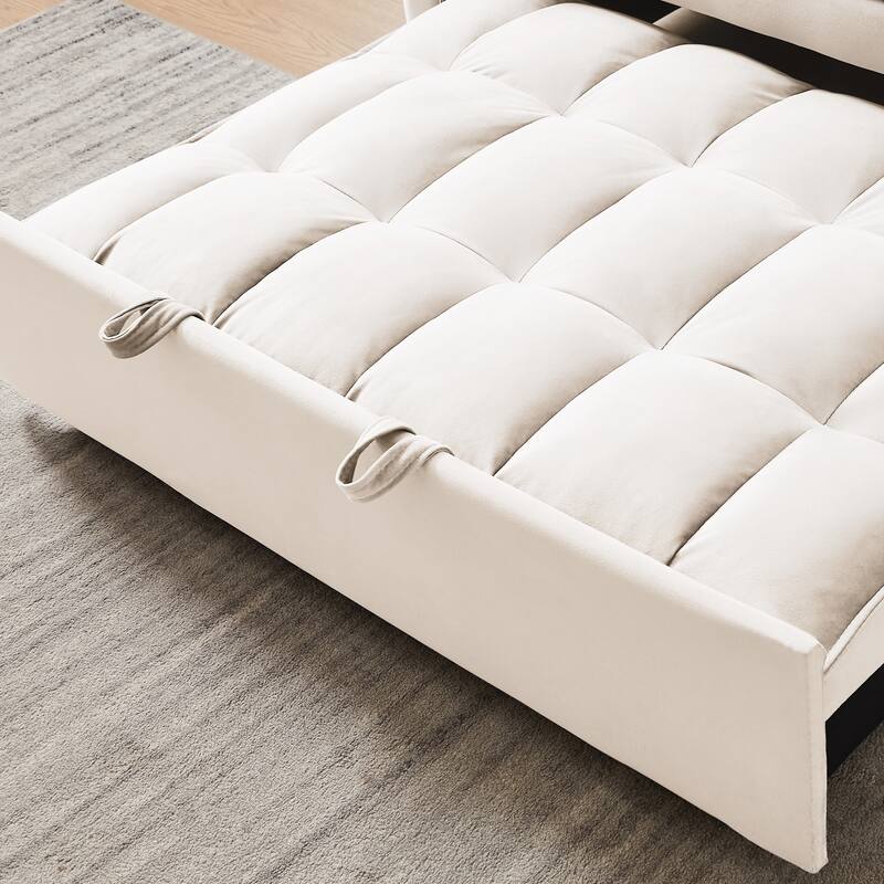 55.2" Velvet 2-in-1 Convertible Sofa Bed with Adjustable Backrest