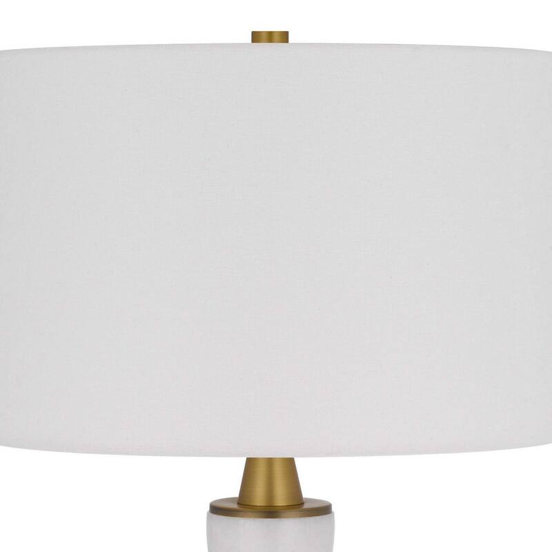 31 Inch Table Lamp with White Drum Shade, Clear Crystal Base, Brass Finish