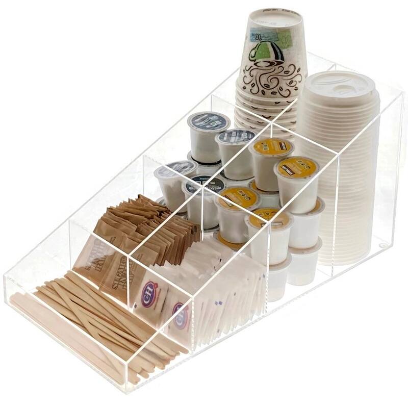 OnDisplay Java Joe Acrylic Breakroom Kitchen Coffee Station Organizer for Cups/Lids/Sugar/Tea/Stirrers - Clear