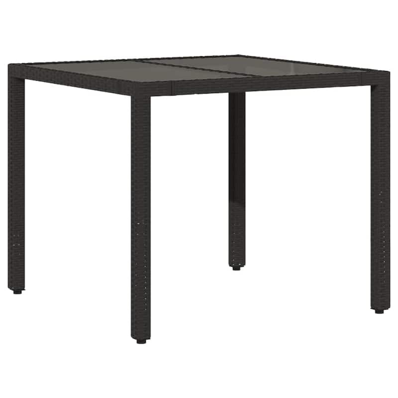 vidaXL Garden Table Black PE Rattan 35.4 x 35.4 in Sturdy Garden Table - 35.4 x 35.4 x 29.5