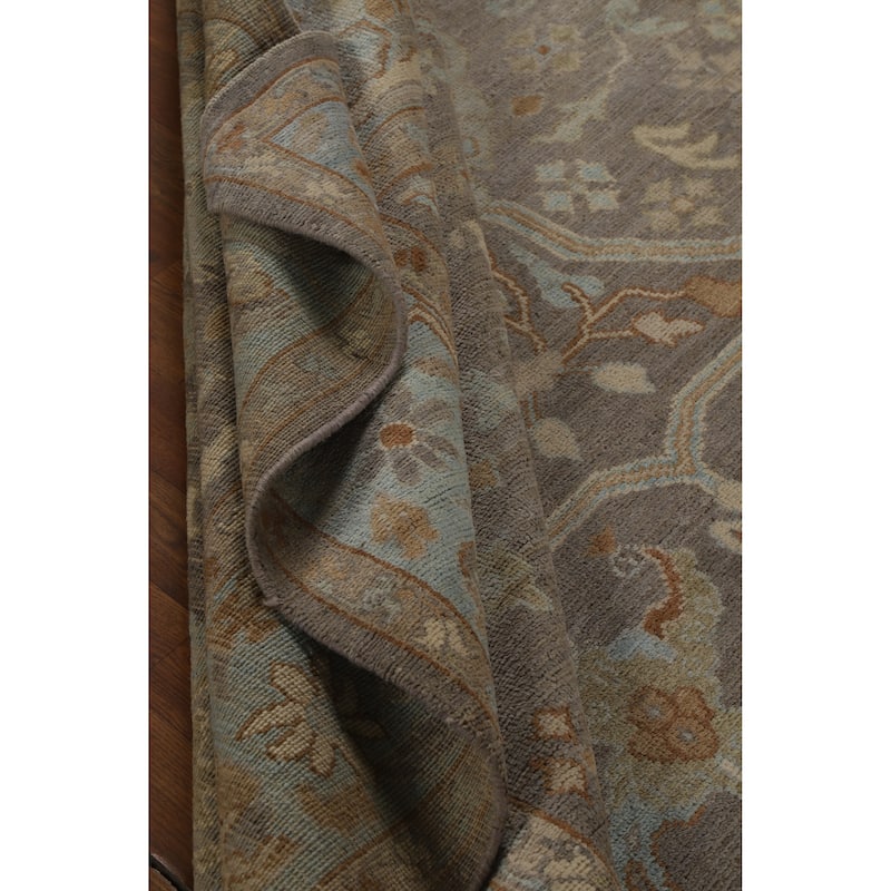 Hand Knotted Oriental 100% Wool Carpet Transitional All-Over Greys & Charcoal Oushak Area Rug - 11' 8'' X 8' 2''