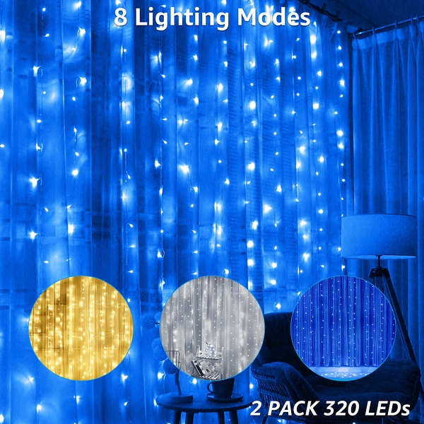 Blue curtain lights deals