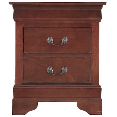 2-Drawer Cherry Finish Wooden Nightstand - 24" - Brown