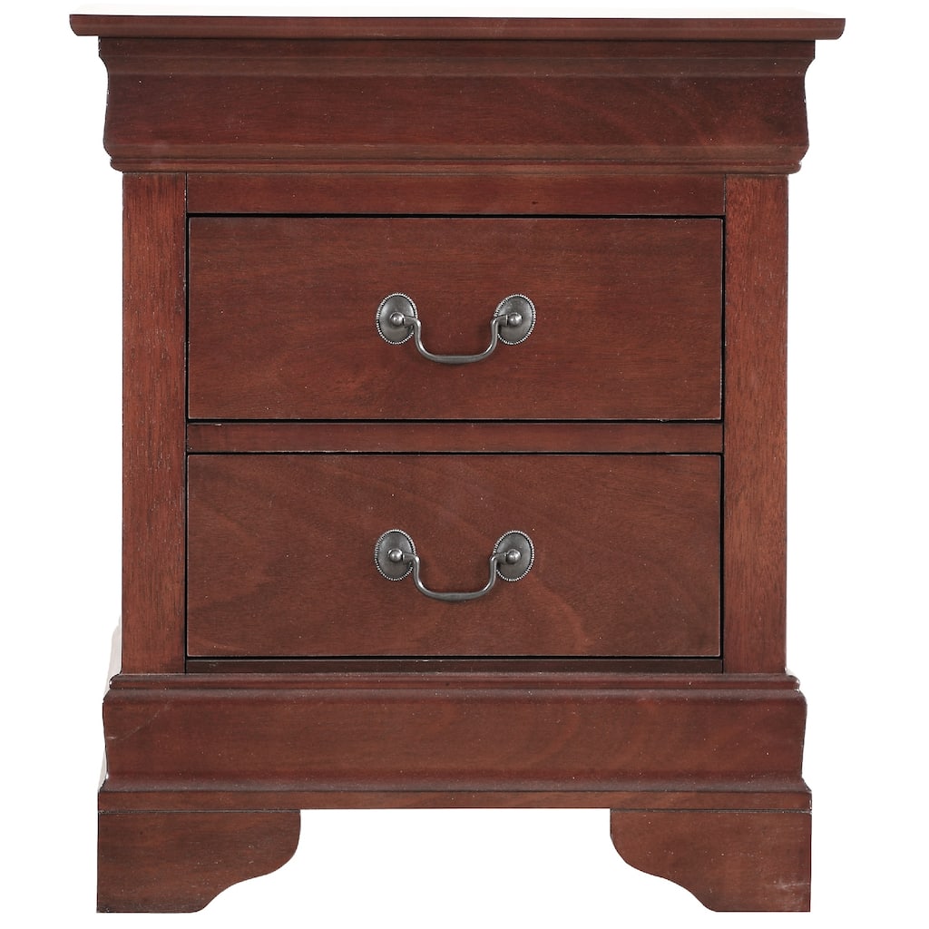 2-Drawer Cherry Finish Wooden Nightstand - 24" - Brown