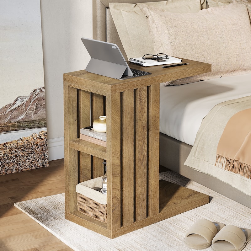 C Shaped End Table - Brown-2PCS