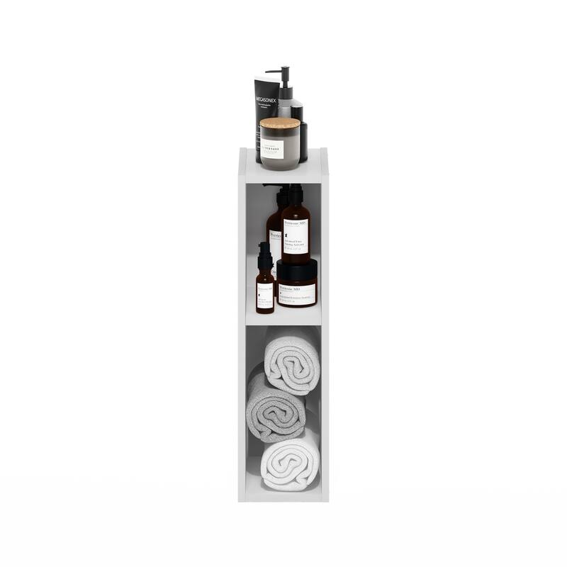 21.18 in. Tall White Wood 2-Shelf Bookcase