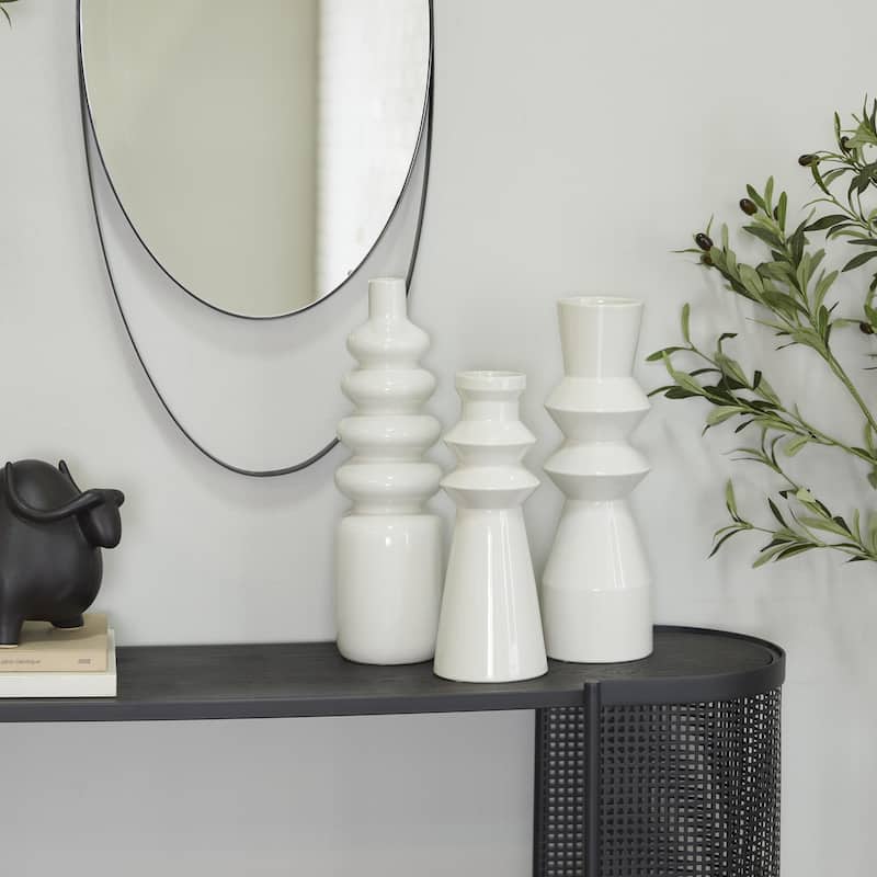 Ceramic Decorative Vase with Bubble Texture Designs - Set of 3 White - CosmoLiving by Cosmopolitan