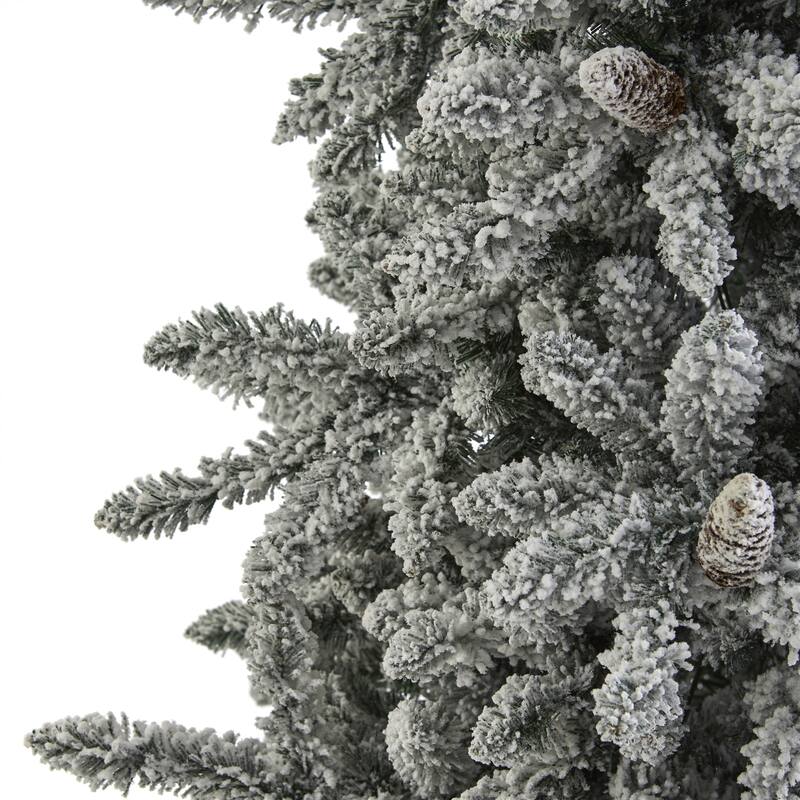 Pre-Lit Flocked Livingston Fir Artificial Christmas Tree - 7.5’ - Warm Clear LED Lights - 7.5 Foot