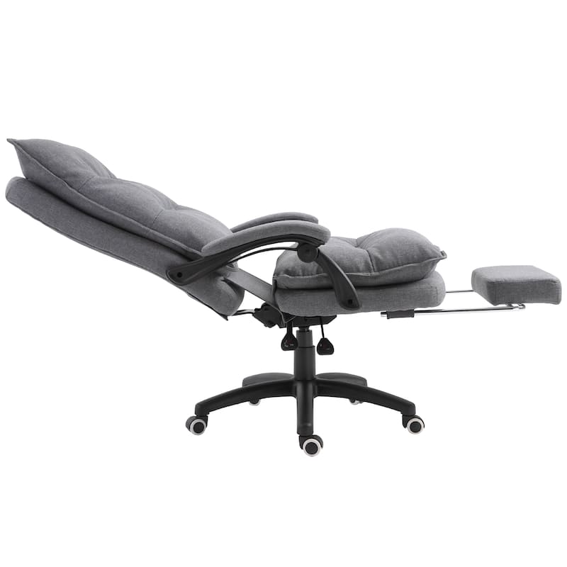 Vinsetto 360-deg Swivel Home Office Chair Adjustable Height Recliner with Retractable Footrest and Double Padding
