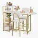 preview thumbnail 1 of 6, Compact 3-Piece Dining Set for 2, Bar Table with Wine Rack & Storage for Small Kitchens White