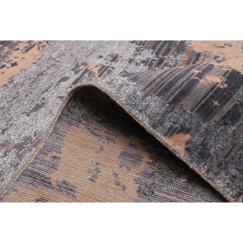 ECARPETGALLERY Hand-knotted Legacy Dark Grey Silk, Wool Rug - 8'9 x 11'11