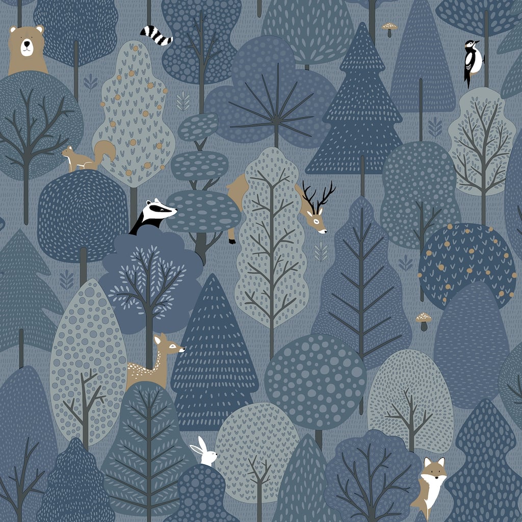 Chesapeake Quillen Indigo Forest Wallpaper - 20.9 x 396 x 0.025