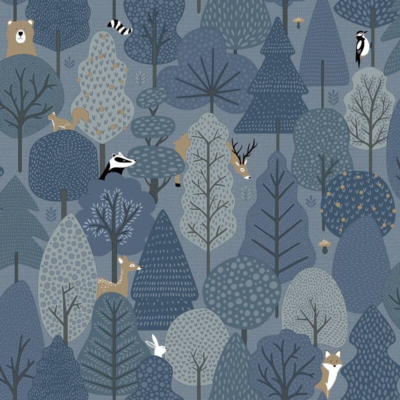 Chesapeake Quillen Indigo Forest Wallpaper - 20.9 x 396 x 0.025