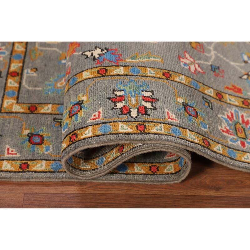 All-Over Gray Oushak Oriental Accent Rug Handmade Wool Carpet - 3'4" x 5'2"