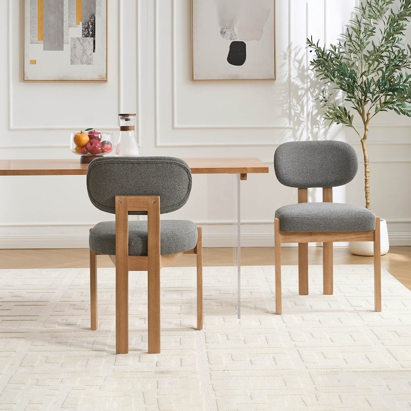 Modern Upholstered Rubberwood Dining Chairs (Set of 2)
