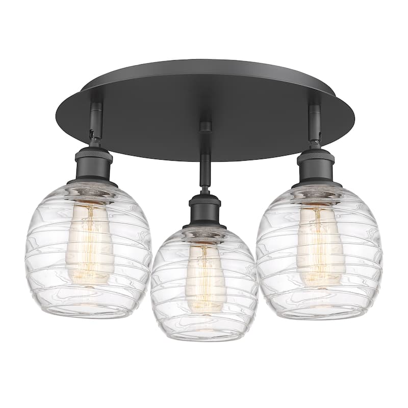 Innovations Lighting Belfast - 3 Light 18" Flush Mount - Deco Swirl/Matte Black