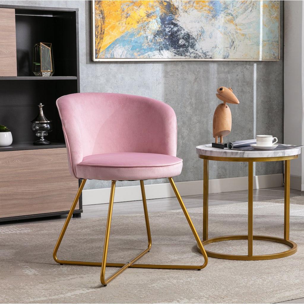 Porthos Home Orry Dining Chair, Velvet Upholstery, Gold Dipped Metal Legs