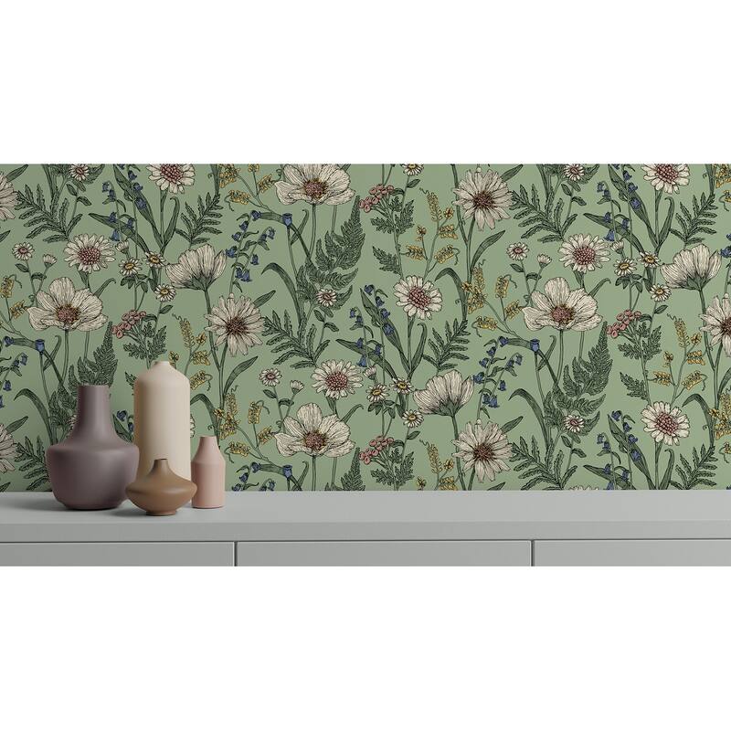 Fine Decor Arden Sage Wild Meadow Wallpaper