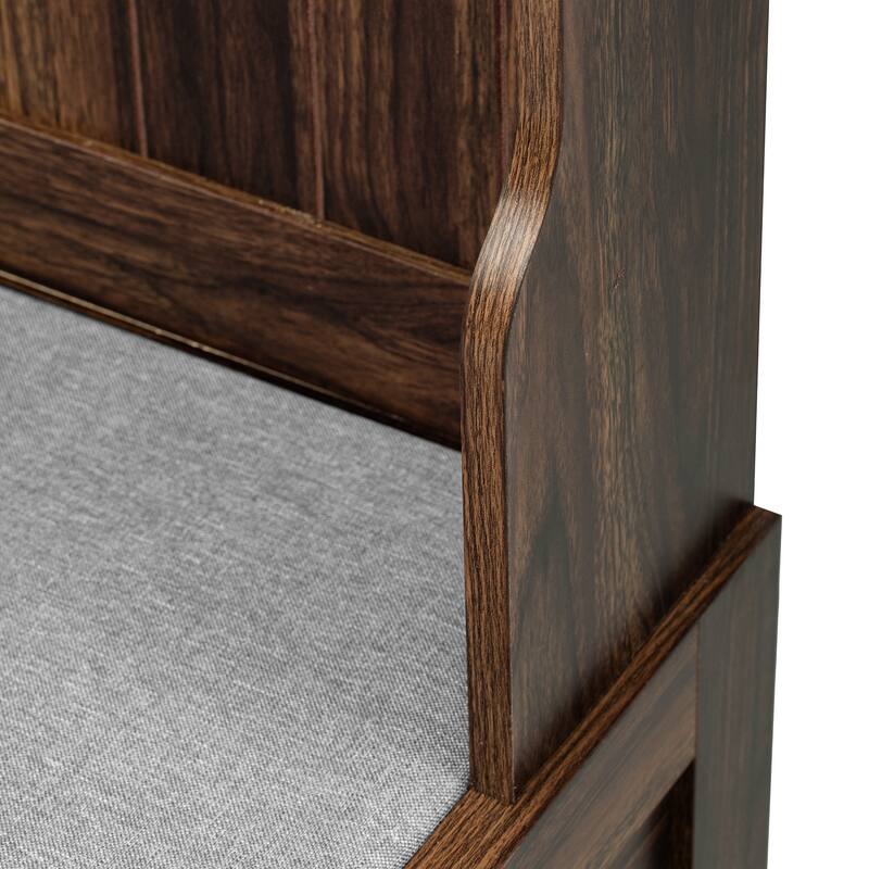 Hall Tree with 6 Hooks and Hinged Lid,Coat Hanger,Entryway Bench