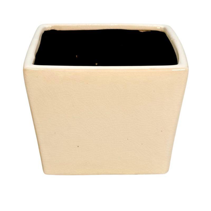 Square Ceramic Flower Planter Pot - White