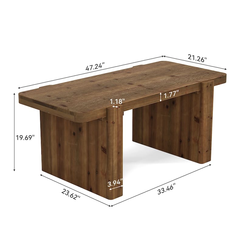 47-Inch Coffee Table, Farmhouse Solid Wood Center Table