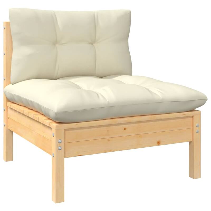 vidaXL Solid Pinewood Patio Lounge Set 10 Piece with Cushions Multi Colors - 25" x 25" x 24.6"