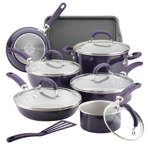 Oms Premium Granite 7 Piece Cookware Set Purple 